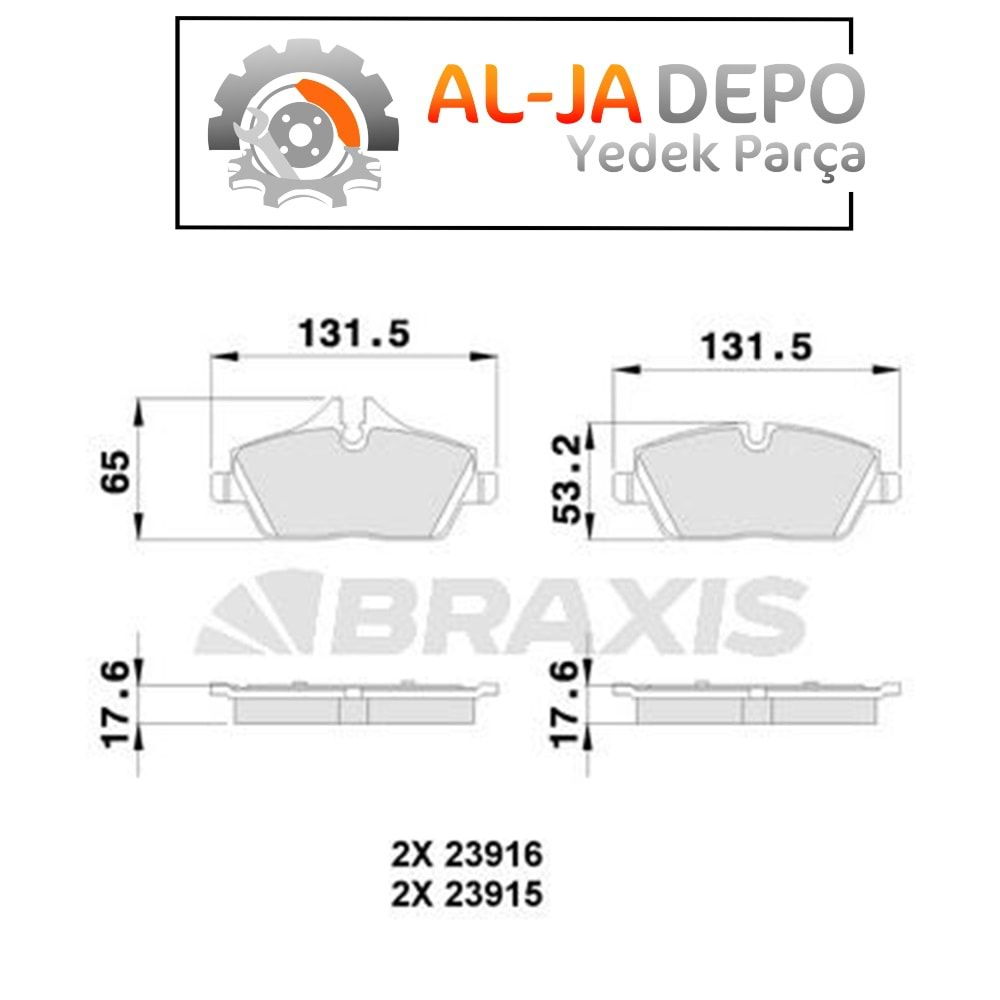 BRAXIS AA0031 FREN BALATASI ON BMW E87 MINI R55 R56 R57 R58 F54