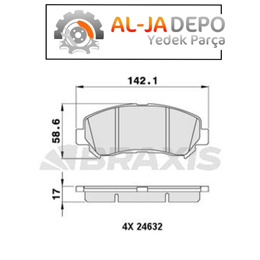 BRAXIS AA0051 ON FREN BALATASI NISSAN QASHQAI 2007 2012 X TRAIL 2008 2011 RENAULT KALEOS 2.0 DCI