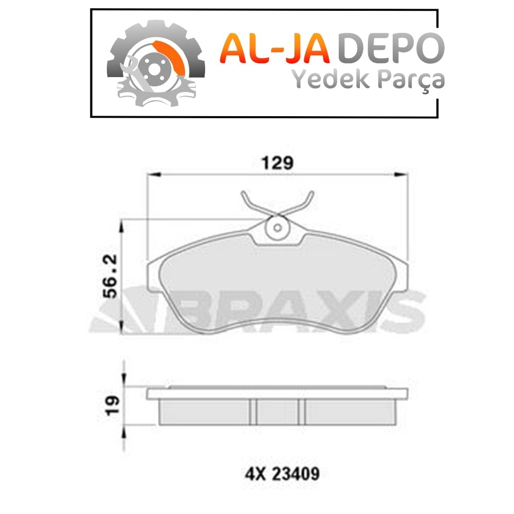 BRAXIS AA0054 ON FREN BALATASI C2 C3 1.4 1.6 HDI 16V (90HP) 16V.1.6 16V.1.6HDI 1.6 VTR 03>