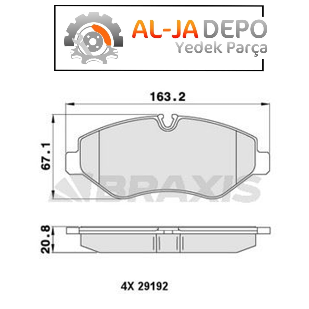 BRAXIS AA0059 FREN BALATASI ON VITO W639 07> VITO W447 14> CRAFTER 06> SPRINTER 06>