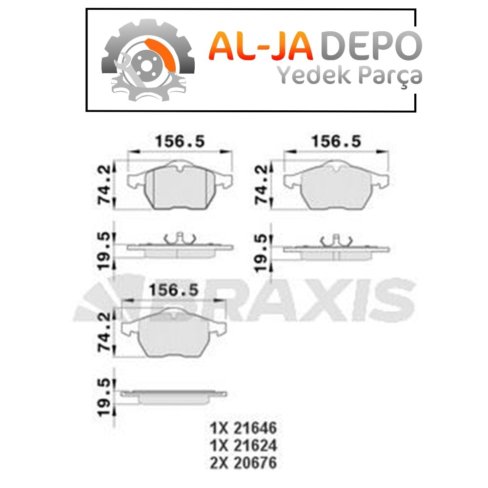 BRAXIS AA0073 ON FREN BALATASI PASSAT A4 1.8 / 1.8T / 2.4 / 2.5 / 2.6 95>01