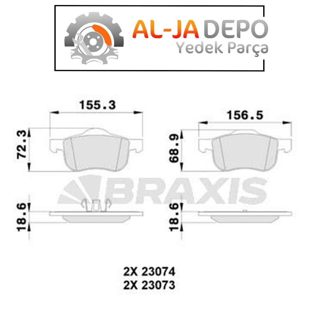 BRAXIS AA0077 ON FREN BALATASI VOLVO S60 01>S80 98 06 V70 I II 97> XC70 00>