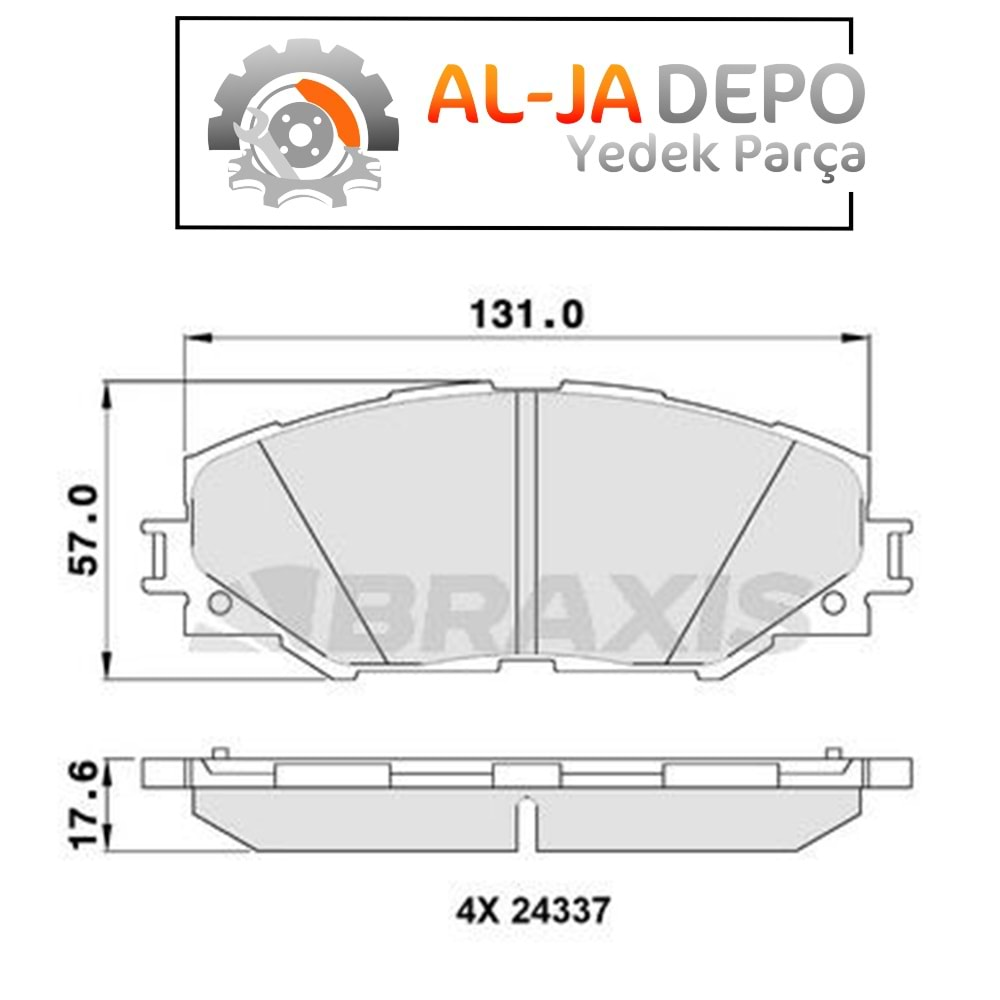 BRAXIS AA0107 ON FREN BALATASI TOYOTA RAV 4 06-11 COROLLA AURIS 1.33 1.4 1.6 2006->