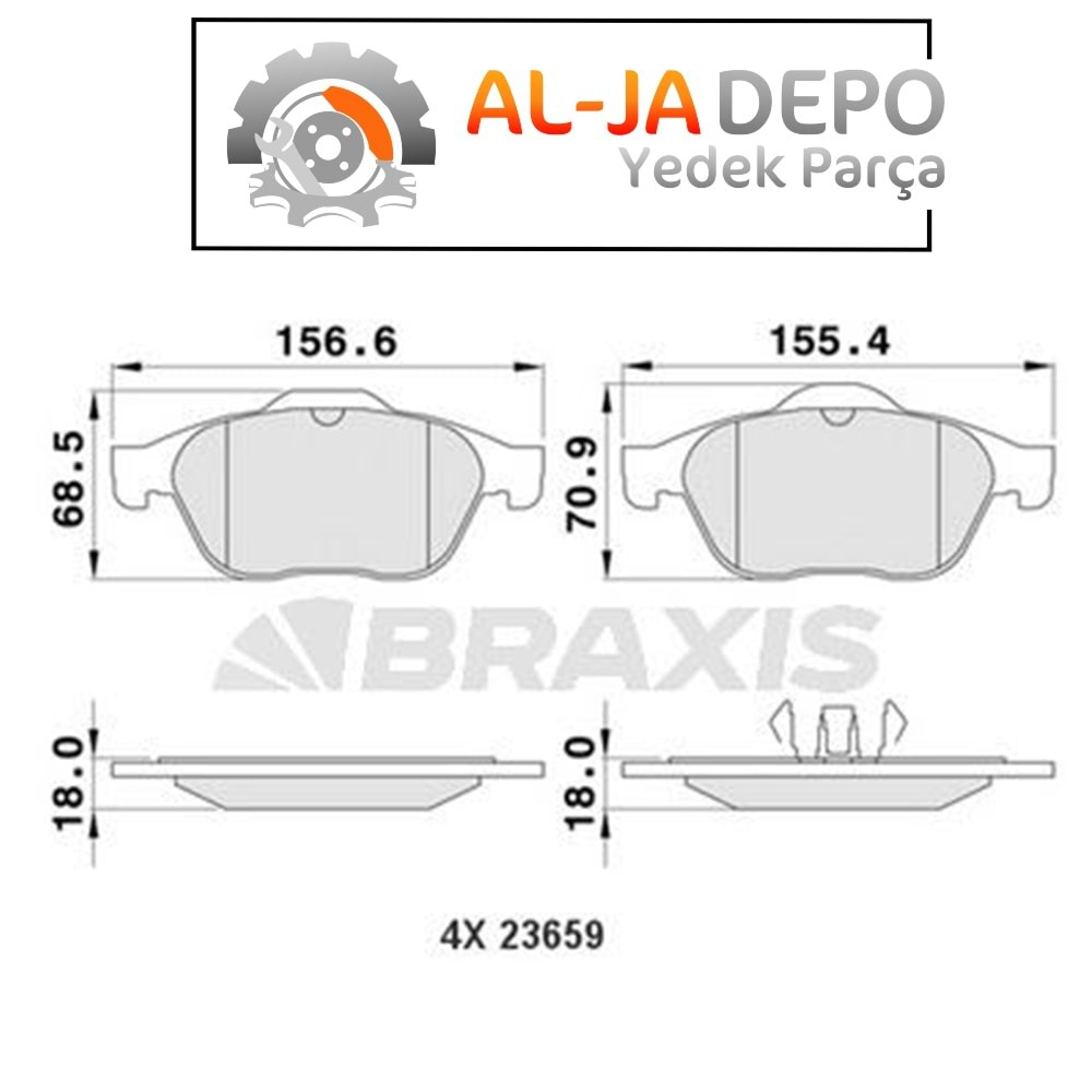 BRAXIS AA0111 ON FREN BALATASI LAGUNA II 1.6 16V 1.8 16V 1.9 3.0 V6 MEGANE II 05 1.6 16V 1.5 2.0 1.9