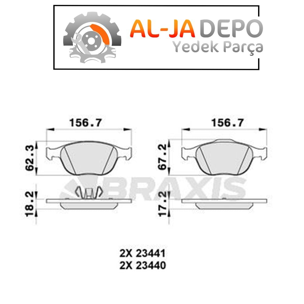 BRAXIS AA0124 ON FREN BALATASI CONNECT 1.8TDCI 02 /> FOCUS 1.8TDCI 98>05