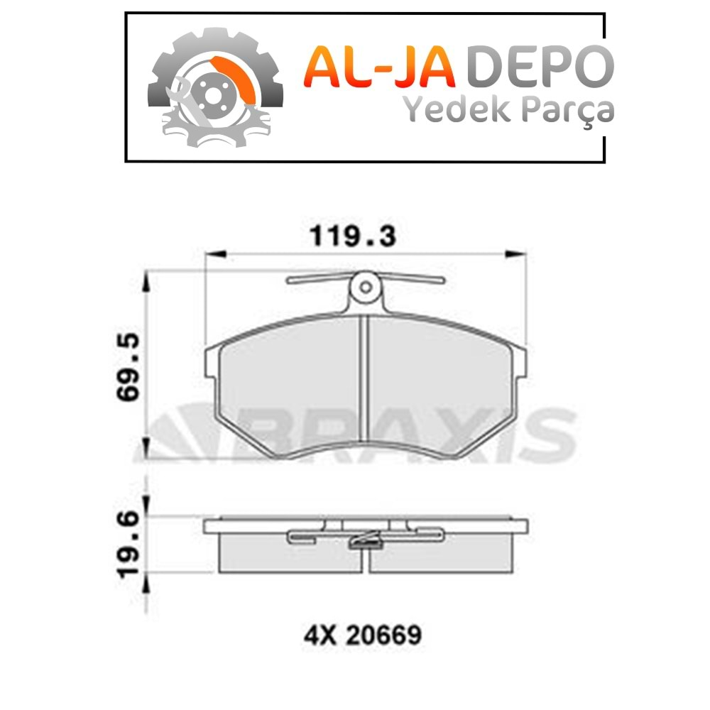 BRAXIS AA0128 ON FREN BALATASI (FISLI) GOLF III 2.0 GTI 91>95 A80 2.0I 91>92
