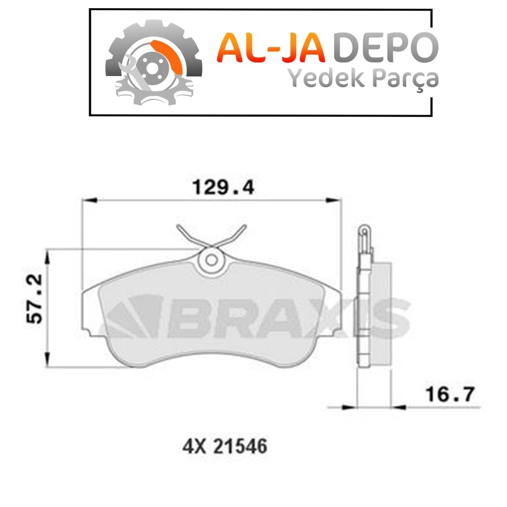 BRAXIS AA0141 ON FREN BALATASI OVAL TIP NISSAN PRIMERA 1.6 P11 96-02 ALMERA II 1.5 00->