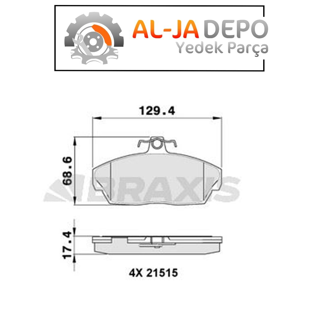 BRAXIS AA0153 ON FREN BALATASI HONDA CIVIC 2001 2006 EURO CIVIC 1996 1999 ROVER 200 400 1996 2000 TATA GAZELLE 94-01 / FREN BALATASI ON FREELANDER 1