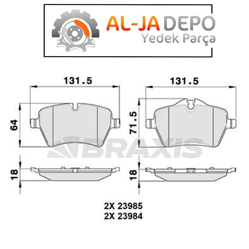 BRAXIS AA0156 FREN BALATASI ON MINI R50 R53 JOHN COOPER WORKS 06>06 R56 R57 R58 R59 COOPER S