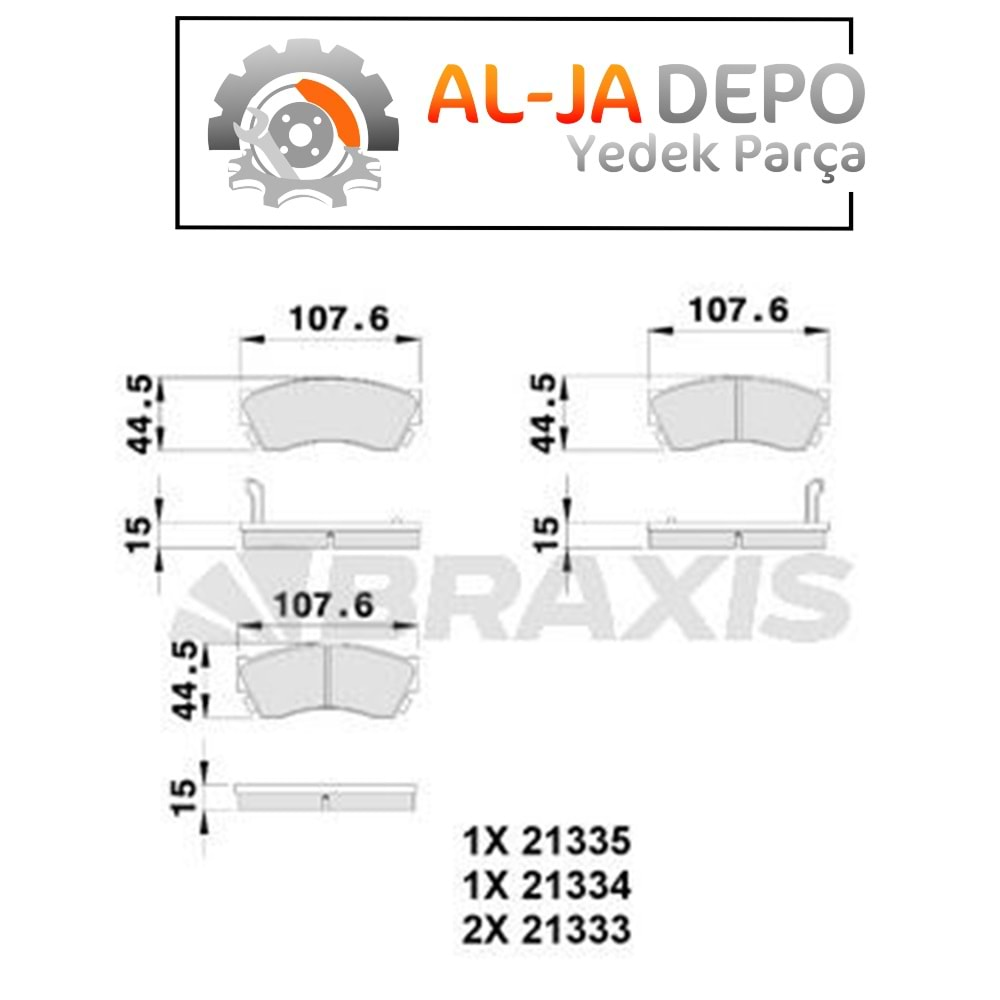 BRAXIS AB0239 ON FREN BALATASI SUZUKI ALTO 94-02 SWIFT I II 90-96 INDICA 03-08 INDIGO 03-> CAPPUCINO 92-95